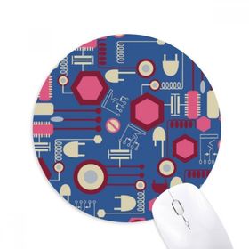 Dıythinker Soket Fişi Devre Diyagram Desenli Baskılı Yuvarlak Kaymaz Kauçuk Mouse Pad