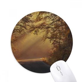 Dıythinker Sonbahar Orman Bilim Doğa Manzarası Baskılı Yuvarlak Kaymaz Kauçuk Mouse Pad