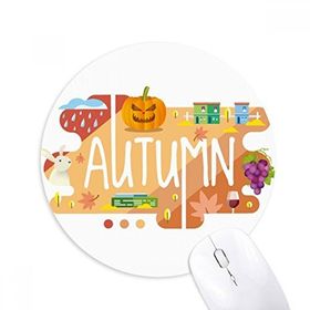 Dıythinker Sonbahar Sezonu İllüstrasyon Baskılı Yuvarlak Kaymaz Kauçuk Mouse Pad