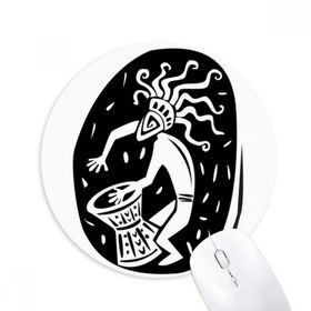 Dıythinker Soyut Antik Mısır Firavun Silüeti Baskılı Yuvarlak Kaymaz Kauçuk Mouse Pad