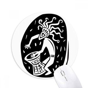 Dıythinker Soyut Antik Mısır Firavun Silüeti Baskılı Yuvarlak Kaymaz Kauçuk Mouse Pad