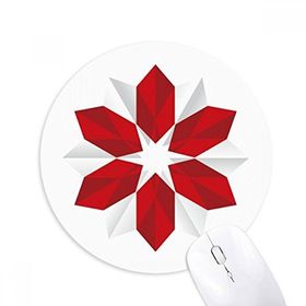 Dıythinker Soyut Noel Çiçeği Origami Desenli Baskılı Yuvarlak Kaymaz Kauçuk Mouse Pad