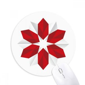 Dıythinker Soyut Noel Çiçeği Origami Desenli Baskılı Yuvarlak Kaymaz Kauçuk Mouse Pad