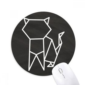 Dıythinker Soyut Origami Kedi Geometrik Şekilli Baskılı Yuvarlak Kaymaz Kauçuk Mouse Pad