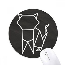 Dıythinker Soyut Origami Kedi Geometrik Şekilli Baskılı Yuvarlak Kaymaz Kauçuk Mouse Pad