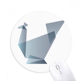 Dıythinker Soyut Origami Tavuskuşu Geometrik Şekilli Baskılı Yuvarlak Kaymaz Kauçuk Mouse Pad