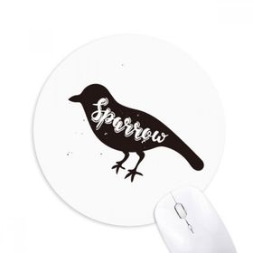 Dıythinker Sparrow Siyah ve Beyaz Hayvan Baskılı Yuvarlak Kaymaz Kauçuk Mouse Pad