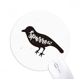 Dıythinker Sparrow Siyah ve Beyaz Hayvan Baskılı Yuvarlak Kaymaz Kauçuk Mouse Pad