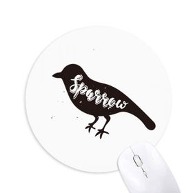 Dıythinker Sparrow Siyah ve Beyaz Hayvan Baskılı Yuvarlak Kaymaz Kauçuk Mouse Pad