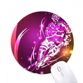 Dıythinker Spor Kayak Buz Hokeyi Çizgi Film İllüstrasyon Baskılı Yuvarlak Kaymaz Kauçuk Mouse Pad