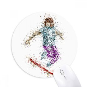 Dıythinker Spor Kayak Kayak Karikatür Stil İllüstrasyon Baskılı Yuvarlak Kaymaz Kauçuk Mouse Pad