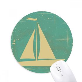 Dıythinker Spor Yelkenli İllüstrasyon Mavi Desen Baskılı Yuvarlak Kaymaz Kauçuk Mouse Pad