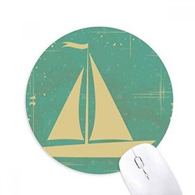 Dıythinker Spor Yelkenli İllüstrasyon Mavi Desen Baskılı Yuvarlak Kaymaz Kauçuk Mouse Pad