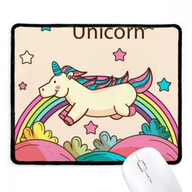 Dıythinker Stars Rainbow Happy Running Unicorn Kaymaz Siyah Başlıklı Kenarlar Mouse Pad