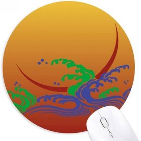 Dıythinker Tablo Japon Kültürü Çiçek Altın Yuvarlak Kaymaz Kauçuk Mouse Pad