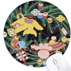 Dıythinker Tablo Japon Kültürü Yaprak Çiçek Yuvarlak Kaymaz Kauçuk Mouse Pad