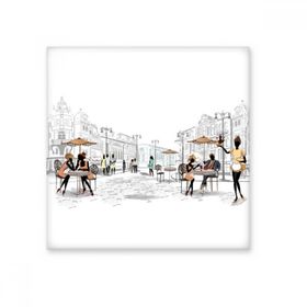 Dıythinker Tatil Sokak Fransa İşareti Kent Simgesi Ulusal Bayrak Mimarisi Özel Manzara Seramik Bisk Fayansları Dekorasyon 20x20 cm Seramik Karo
