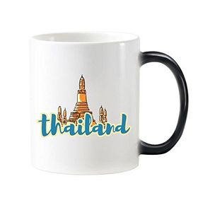 Dıythinker Tayland Krallığı Geleneksel Tayland Gümrük Kültürü Wat Haw Pha Kaew Sanat İllüstrasyon Değiştiren Isıya Duyarlı Renk Kupa