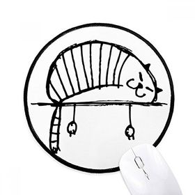 Dıythinker Tembel Şerit Kedi Yalan Hattı Yuvarlak Kaymaz Mouse Pad