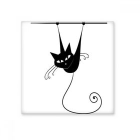 Dıythinker Tırmanma Rayı Siyah Kedi Cadılar Bayramı Hayvan Sanat Silüeti 10x10 cm Seramik Karo