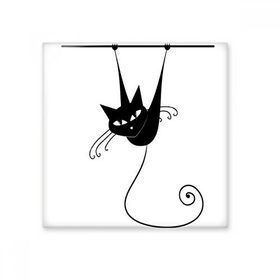 Dıythinker Tırmanma Rayı Siyah Kedi Cadılar Bayramı Hayvan Sanat Silüeti 10x10 cm Seramik Karo
