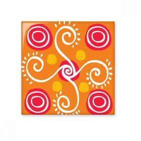 Dıythinker Turuncu Bitkiler Meksika Totemler Antik Medeniyet Çizimi 15x15 cm Seramik Karo