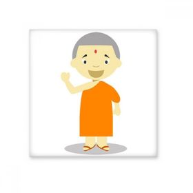 Dıythinker Turuncu Elbise Keşiş Nepal Karikatür Seramik 10x10 cm Seramik Karo