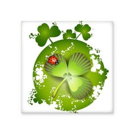 Dıythinker Uğur Kuşu Yuvarlaklık Dört Yapraklı Yonca İrlanda St Patricks Day 10x10 cm Seramik Karo