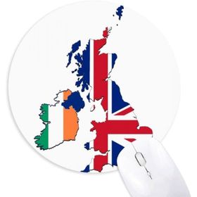 Dıythinker Union Jack İngiltere İrlanda Haritası Ülke Yuvarlak Kaymaz Kauçuk Mouse Pad