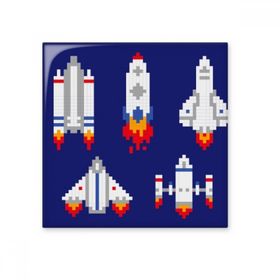 Dıythinker Uzay Gemisi Roket Astronomi Piksel Seramik 10x10 cm Seramik Karo