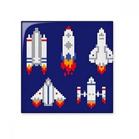 Dıythinker Uzay Gemisi Roket Astronomi Piksel Seramik 10x10 cm Seramik Karo