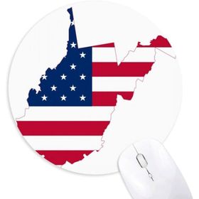 Dıythinker Virginia ABD Batı Haritası Yıldızlar Çizgili Bayrak Şekilli Yuvarlak Kaymaz Kauçuk Mouse Pad
