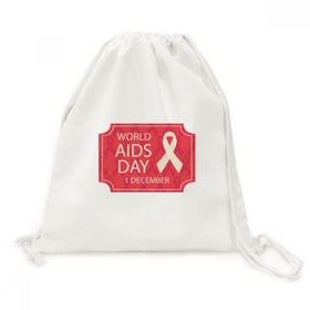 Dıythinker World Aids Day Kırmızı Kurdele Yüksek Kanvas İpli Sırt Çantası