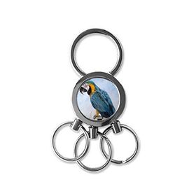 Dıythinker Yağlı Boya Papağan Kuş Figürü İllüstrasyon Desen Metal Anahtarlık