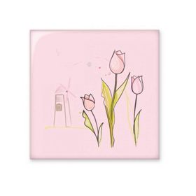 Dıythinker Yel Değirmeni Lale Ev Yeşillik Bitki Çiçek Parlak 10x10 cm Seramik Karo