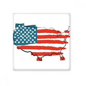 Dıythinker Yıldızlar ve Çizgiler Amerika Bayrağı Haritası Ülke Şehir 15x15 cm Seramik Karo
