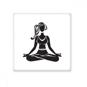 Dıythinker Yoga Kız Sağlıklı Tutun Çapraz Bacaklı Spor Silüeti 15x15 cm Seramik Karo