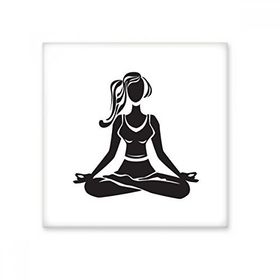 Dıythinker Yoga Kız Sağlıklı Tutun Çapraz Bacaklı Spor Silüeti 15x15 cm Seramik Karo