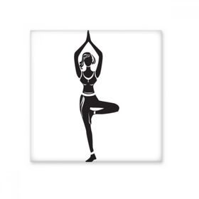 Dıythinker Yoga Kız Tek Bacak Standı Sağlıklı Spor Silüeti Dekorasyon 10x10 cm Seramik Karo