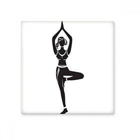 Dıythinker Yoga Kız Tek Bacak Standı Sağlıklı Spor Silüeti Dekorasyon 10x10 cm Seramik Karo