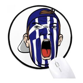 Dıythinker Yunanistan Bayrağı Yüz Makyaj Maskesi Çığlık Kap Yuvarlak Kaymaz Mouse Pad