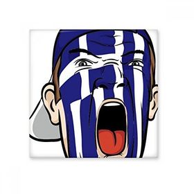 Dıythinker Yunanistan Ulusal Bayrak Yüz Boyama Makyaj Maskesi Çığlık Atan Şapka 20x20 cm Seramik Karo