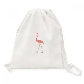 Dıythinker Yürüme Flamingo Desenli Kanvas İpli Sırt Çantası
