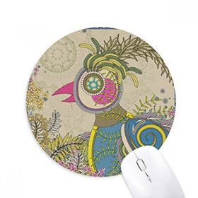 Dıythinker Yuvarlak Çiçek Altın Sülün Ukiyo-e Japonya Kaymaz Kauçuk Fare Altlığı