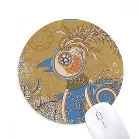 Dıythinker Yuvarlak Çiçek Altın Sülün Ukiyo-e Yapraklar Kaymaz Kauçuk Fare Altlığı