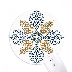 Dıythinker Yuvarlak Çiçek Yaprağı Paralel Tekrarı Modern Desen Kaymaz Kauçuk Fare Altlığı