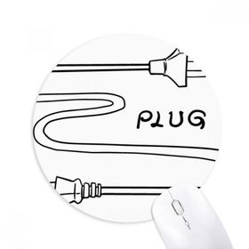 Dıythinker Yuvarlak Çift Delikli Plug Line El Çizimi Kaymaz Kauçuk Fare Altlığı