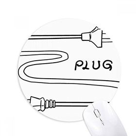 Dıythinker Yuvarlak Çift Delikli Plug Line El Çizimi Kaymaz Kauçuk Fare Altlığı