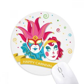 Dıythinker Yuvarlak Çift Maske Happy Carnival Of Venice Kaymaz Kauçuk Fare Altlığı