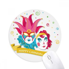 Dıythinker Yuvarlak Çift Maske Happy Carnival Of Venice Kaymaz Kauçuk Fare Altlığı